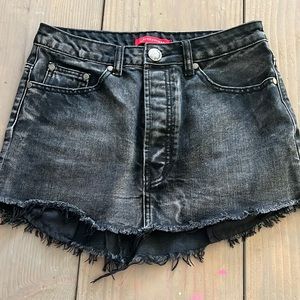 Signature8 Black Distressed Denim Skirt